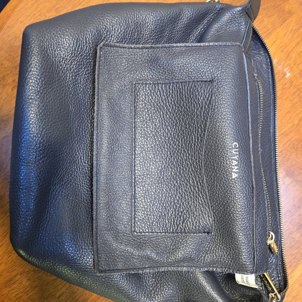 Cuyana Navy Leather Suede Small Tote Bag without Removable Strap - Picture 10 of 16